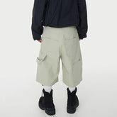 Hearujoy Pleated American Cargo Shorts Summer Knee Length Casual Pants Men Fashion Tide Summer  Vintage Solid Color 9C6627